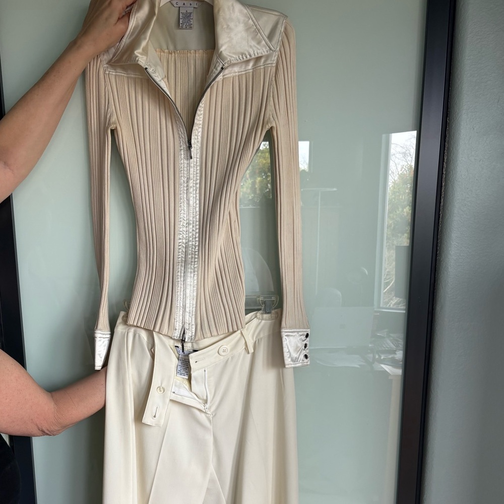 Vintage CAbi Cream Jumpsuit with Silver Details